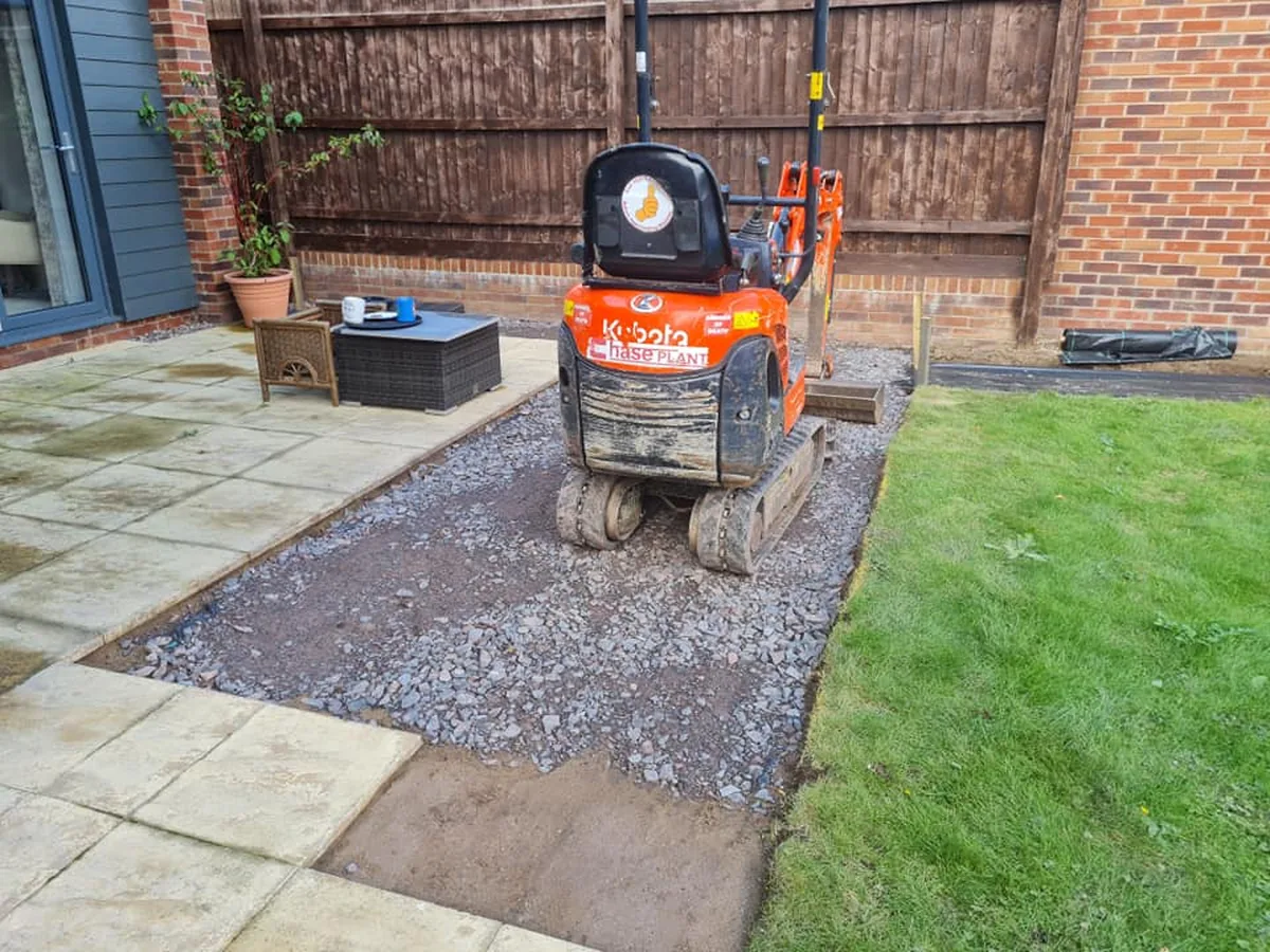 Patio and paving detail with compacted sub-base work