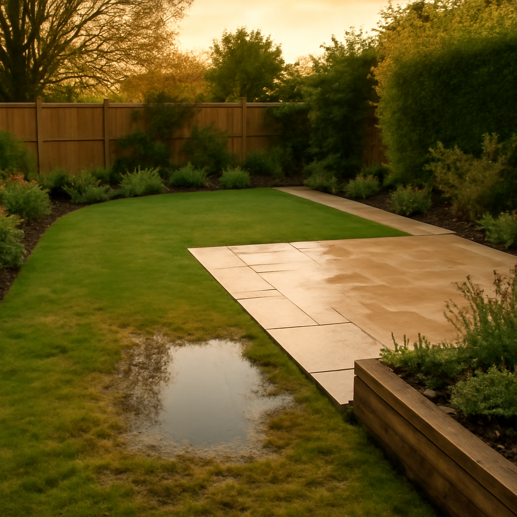 Garden Drainage Warning Signs Before a Patio is Installed in Loughborough, East Midlands