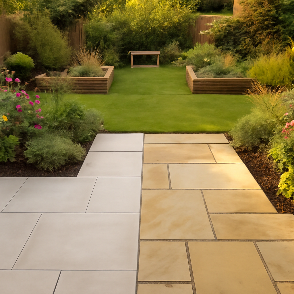 Porcelain Paving vs Indian Sandstone for East Midlands Gardens: A Practical Guide