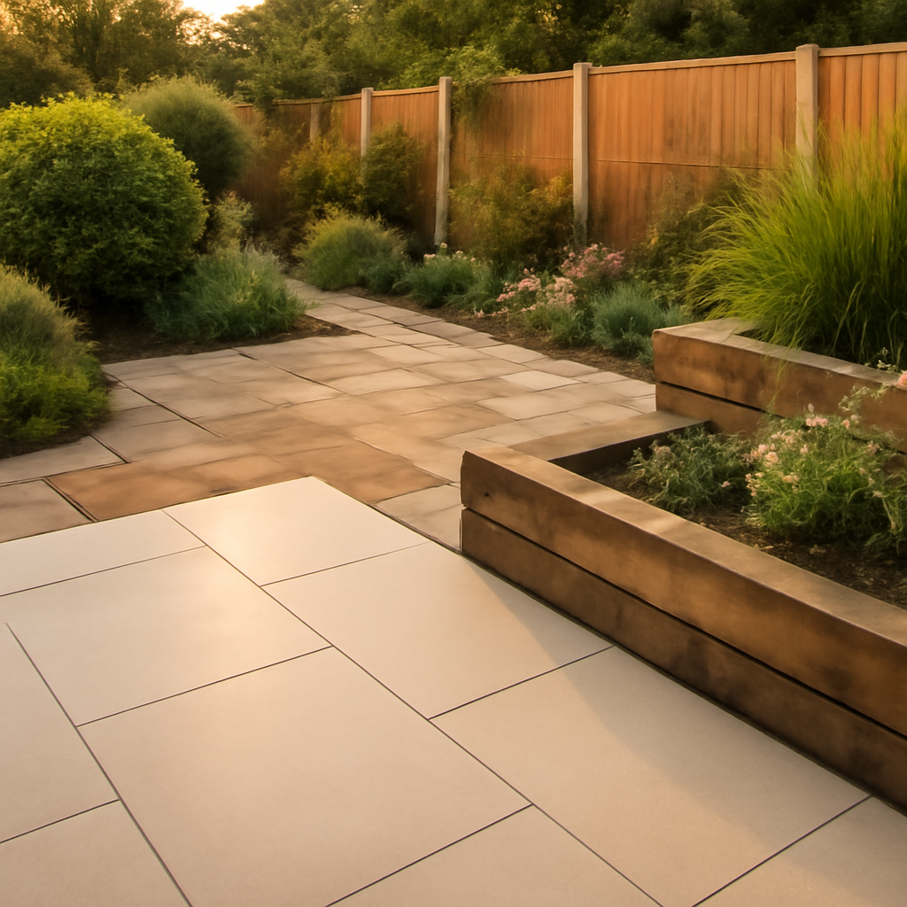 Porcelain Paving vs Indian Sandstone for East Midlands Gardens: A Practical Guide from Worthington Landscape & Design
